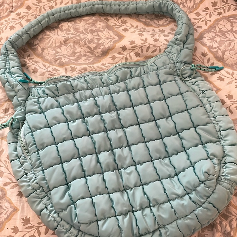 Quilted puffy tote bag! Mint green/blue! Just like FP bag!!!